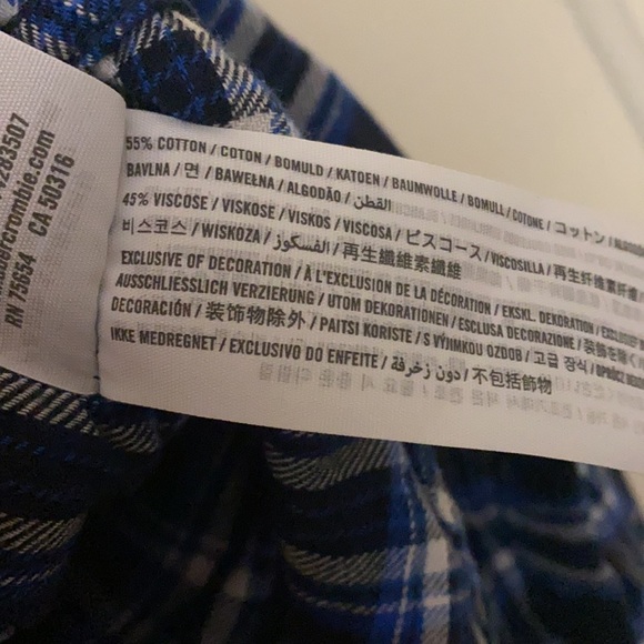 Abercrombie and Fitch blue flannel size: S - Picture 5 of 8